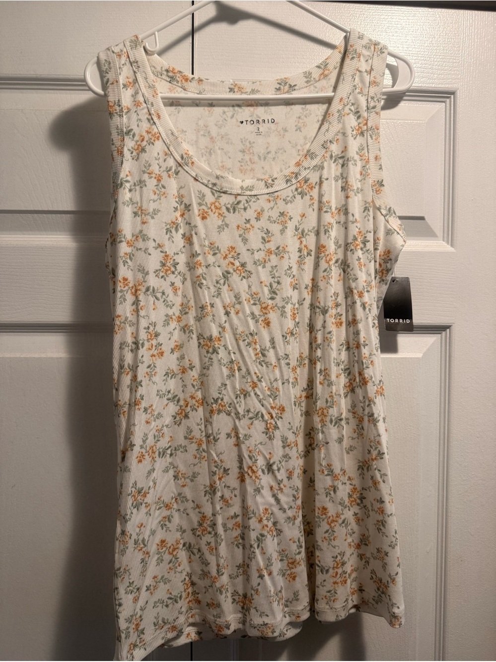 torrid Cream Tank Top with Yellow Floral Print